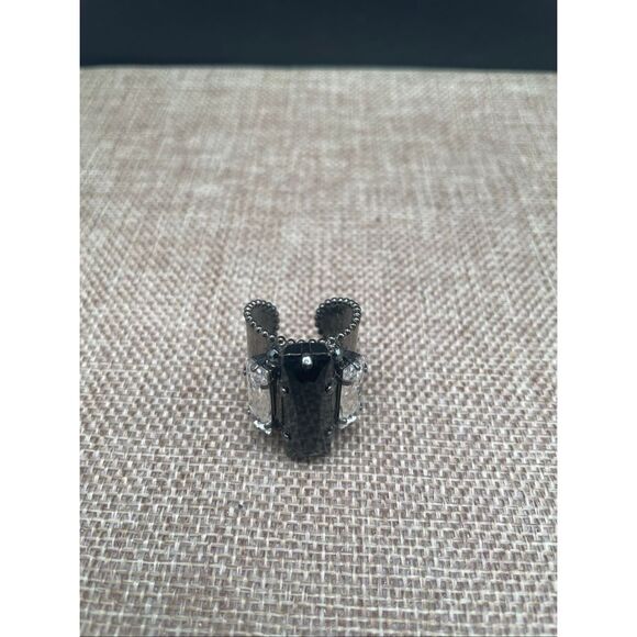 Sorrelli Gunmetal Black & Clear Crystal Adjustable Cocktail Ring - Picture 1 of 8